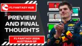 PREVIEW AND FINAL THOUGHTS – AUSTRIAN GP | F1 Fantasy 2024 Tips and Advice