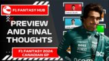 PREVIEW AND FINAL THOUGHTS – CANADIAN GP | F1 Fantasy 2024 Tips and Advice