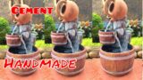 DIY waterfall to decorate your garden corner / cement waterfall combined with terracotta pot