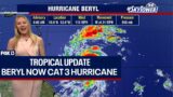 Hurricane Beryl now Category 3 storm headed for Caribbean