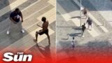 Chilling moment criminal slashes man to death in broad daylight in London