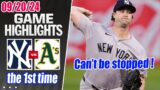 Yankees vs Athletics Full Highlights Sep 20, 2024 | Cole completes 7 innings