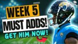 Week 5 Must Add Waiver Wire Players! | Fantasy Football 2024