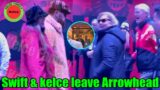 Taylor Swift & BF Travis Kelce hold hands leaving Arrowhead after Chiefs' win over Houston Texans