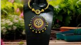 Vibrant yellow with purple #terracotta pendant painting##https://youtu.be/YpFg1sQsg6s?feature=shared