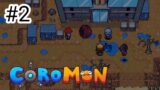 coromon, la cueva, los tipos de azul, la crimsonite y el pueblo donar