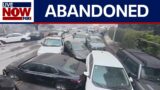 California Fire: Cars abandoned by drivers and bulldozed in LA