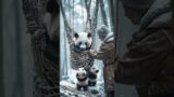 The baby bear signaled to the old man to rescue the mother bear
